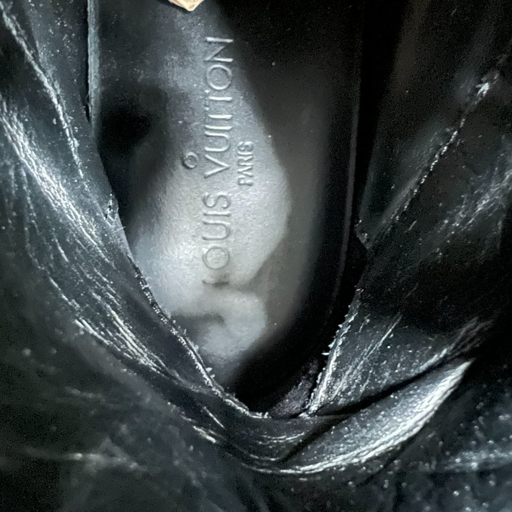 Louis Vuitton Women's Silver & Black Sequin Leather Straps High-Top Sneakers. - Picture 8 of 10